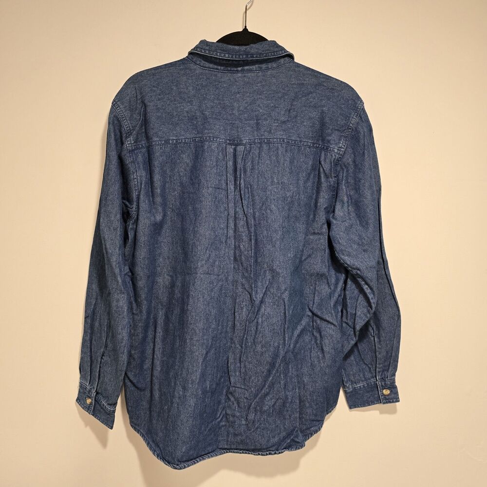 Vintage Casey and Max Denim Shirt Christmas Womens Medium Embroidered Reindeer - Picture 7 of 8